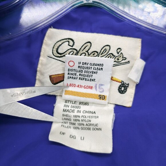 CABELAS Goretex Goose Down Hooded Jacket Purple Green Trim Women's XL - Picture 7 of 11